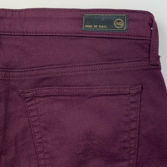 AG Adriano Goldschmied Women’s 27R The Stevie Ankle Slim Straight Jeans Burgundy - Picture 7 of 8